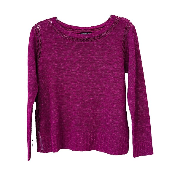 Eileen Fisher Bateau Knit Magenta Organic Linen Blend Sweater Size Small  $198 - Picture 1 of 12